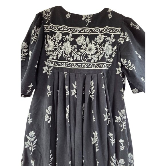 Fundamentals Women's Short Sleeve Pullover Midi Dress Kaften Floral Black Size L - Picture 6 of 8